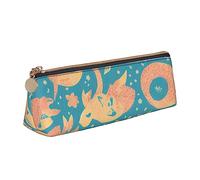 BHHJKK Estuche pequeño con estampado de lobos para lápices, de piel sintética, bolsa de almacenamiento con cremallera, Patrón estampado de peces amarillos, Talla única, Estuches