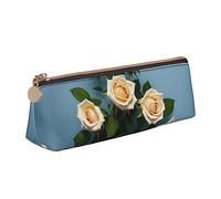 BHHJKK Estuche pequeño con estampado de lobos para lápices, de piel sintética, bolsa de almacenamiento con cremallera, blanco, rosas, Talla única, Estuches
