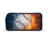 BHHJKK Estuche pequeño para lápices con cremallera, bolsa de gran capacidad, bolsa para lápices, agua helada, fuego, pelota de béisbol, maquillaje, bolsa de cosméticos, organizador de papelería para