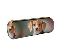 BHHJKK Estuche redondo de piel sintética con diseño de animales con diseño de animales y de pequeña capacidad con cremallera, Perro lindo de orejas grandes, Talla única, Estuches
