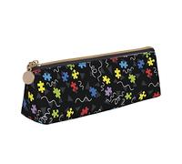 BHHJKK Estuche triangular de cuero para lápices de concienciación sobre el autismo, bolsa para cosméticos, escritorio, papelería, organizador para oficina, mujeres y hombres, Como se muestra en la
