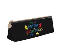 BHHJKK Estuche triangular de cuero para lápices de concienciación sobre el autismo, bolsa para cosméticos, escritorio, papelería, organizador para oficina, mujeres y hombres, Como se muestra en la