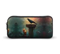 BHHJKK Horrible Dark Crow Raven - Estuche divertido para lápices, bolsa de almacenamiento de alta capacidad, organizador portátil para bolígrafos, Como se muestra en la imagen, Talla única, Estuches
