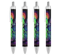 BHHJKK Psychedelic Aliens - Bolígrafo retráctil de punta fina de 0,5 mm, 4 unidades, para oficina