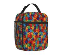 BHHJKK Puzzle Piece - Bolsa de almuerzo reutilizable para concienciación sobre el autismo para mujeres y hombres, lonchera espaciosa