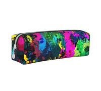 BHHJKK Rainbow of Neon Paint Splatters - Estuche para lápices con cremallera, de piel, organizador de cosméticos, bolsa de almacenamiento, Como se muestra en la imagen, Talla única, Estuches