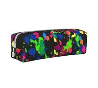 BHHJKK Rainbow of Neon Paint Splatters - Estuche para lápices con cremallera, de piel, organizador de cosméticos, bolsa de almacenamiento, Como se muestra en la imagen, Talla única, Estuches