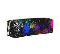 BHHJKK Rainbow of Neon Paint Splatters - Estuche para lápices con cremallera, de piel, organizador de cosméticos, bolsa de almacenamiento, Como se muestra en la imagen, Talla única, Estuches