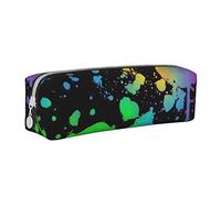 BHHJKK Rainbow of Neon Paint Splatters - Estuche para lápices con cremallera, de piel, organizador de cosméticos, bolsa de almacenamiento, Como se muestra en la imagen, Talla única, Estuches