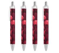 BHHJKK Skulls in Shades of Red Black - Bolígrafo retráctil de punta fina de 0,5 mm, secado rápido, escritura suave, 4 unidades