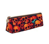 BHHJKK The Cat Outside The Window - Estuche pequeño de piel sintética triangular para bolígrafos, bolsa de almacenamiento con cremallera, Patrones estampados de calavera, Talla única, Estuches