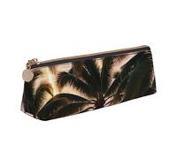 BHHJKK The Cat Outside The Window - Estuche pequeño de piel sintética triangular para bolígrafos, bolsa de almacenamiento con cremallera, Palmeras marinas atardecer, Talla única, Estuches