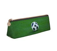 BHHJKK The Cat Outside The Window - Estuche pequeño de piel sintética triangular para bolígrafos, bolsa de almacenamiento con cremallera, La pelota en el campo de fútbol, Talla única, Estuches