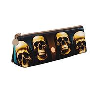 BHHJKK The Cat Outside The Window - Estuche pequeño de piel sintética triangular para bolígrafos, bolsa de almacenamiento con cremallera, Terrible Skul, Talla única, Estuches