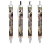 BHHJKK Wild Animal Meerkats - Bolígrafo retráctil negro de punta fina de 0,5 mm, secado rápido, escritura suave, 4 unidades