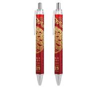 BHHJKK Year Of The Snake 2025 Happy Chinese New Year 2025 Bolígrafo retráctil portátil de tinta negra, bolígrafos de trabajo para suministros de papelería de oficina, regalos, 4 unidades