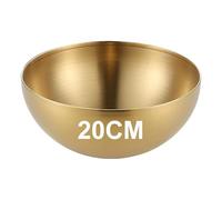 Bhina 1 Piezas Gran Cuenco Coreano Dorado de Acero Inoxidable Ensalada de Gran Capacidad Recipiente de Comida de Cocina Coreano para Ensaladas, Pasta, Sopas, Arroz, Fruta, etc (20cm)