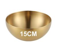 Bhina 1 Piezas Gran Cuenco Coreano Dorado de Acero Inoxidable Ensalada de Gran Capacidad Recipiente de Comida de Cocina Coreano para Ensaladas, Pasta, Sopas, Arroz, Fruta, etc (15cm)