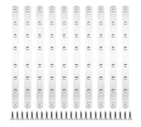 Bhina 10 Piezas 293 x 19 x 3 mm Soportes Rectos Placa de Fijación de Reparación de Reparación Plana de Acero Inoxidable Placas de Unión de Metal con 80 Tornillos para Armarios, Mesas y Sillas