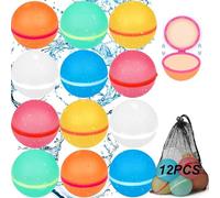 Bhina 12 Piezas Globos de Agua Reutilizables Magnéticos, Autosellantes Globo de Agua Rapido Viene con una Bolsa de Malla, Vistoso Globo de Agua in Silicona para Exteriores Piscina Playa, 7cm(12 color)