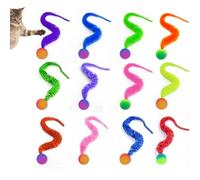 Bhina 12 Piezas Juguetes Interactivos para Gatos - Wiggly Balls, Worm Balls y Pelotas de Persecución para que los Gatos Salten