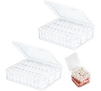 Bhina 2 Piezas Organizador de Cuentas de 60 Ranuras Cajas de Almacenamiento de Cuentas Contenedores con Tapa Mini Contenedor de Cuentas Transparentes para pequeños objetos cuentas joyas (60 Ranuras)
