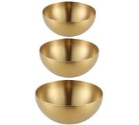 Bhina 3 Piezas Gran Cuenco Coreano Dorado de Acero Inoxidable Ensalada de Gran Capacidad Recipiente de Comida de Cocina Coreano para Ensaladas, Pasta, Sopas, Arroz, Fruta, etc (15cm, 20cm, 25cm)