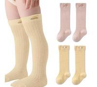 BHIPKOT 2 pares de calcetines de bebé unisex Medias suaves Medias altas hasta la rodilla, Stretchy Newborn Mesh Hole Socks Algodón Cálido Colorido y Transpirable Toddler Regalo Bebé 0-2 años de edad