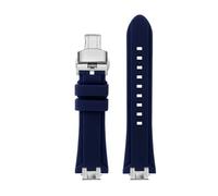 BHMIRUI Compatible con MAURICE LACROIX AIKON Correa de reloj de silicona de liberación rápida modificada AI1108 AI6038 AI6058 AI6007 AI6008 Pulsera de goma con correa for hombre(B-blue-silver,AI6058)