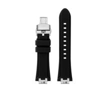 BHMIRUI Compatible con MAURICE LACROIX AIKON Correa de reloj de silicona de liberación rápida modificada AI1108 AI6038 AI6058 AI6007 AI6008 Pulsera de goma con correa for hombre(B-black-silver,AI6008)