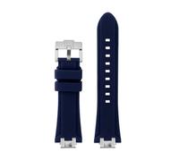 BHMIRUI Compatible con MAURICE LACROIX AIKON Correa de reloj de silicona de liberación rápida modificada AI1108 AI6038 AI6058 AI6007 AI6008 Pulsera de goma con correa for hombre(A-blue-silver,AI6038)