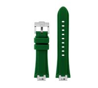 BHMIRUI Compatible con MAURICE LACROIX AIKON Correa de reloj de silicona de liberación rápida modificada AI1108 AI6038 AI6058 AI6007 AI6008 Pulsera de goma con correa for hombre(A-green-silver,AI1108)