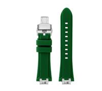 BHMIRUI Compatible con MAURICE LACROIX AIKON Correa de reloj de silicona de liberación rápida modificada AI1108 AI6038 AI6058 AI6007 AI6008 Pulsera de goma con correa for hombre(B-green-silver,AI6008)