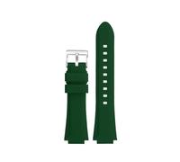 BHMIRUI Compatible con ORIS 7730 7740 Correa de Goma Correa de Reloj de Buceo Pulsera Deportiva Correa de Reloj de Silicona elevada for Hombres 24X12 mm Correa de Reloj Naranja(Green silver pin)