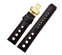 BHMIRUI Compatible con Tissot Sports Racing Series PRS516 T91 1853 Pulsera de cuero genuino for correa de reloj Chopin Correa de reloj de piel de vaca de capa superior 20 mm(Black red gold)