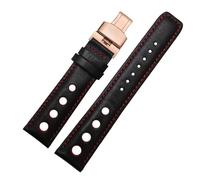 BHMIRUI Compatible con Tissot Sports Racing Series PRS516 T91 1853 Pulsera de cuero genuino for correa de reloj Chopin Correa de reloj de piel de vaca de capa superior 20 mm(Black red r-gold)