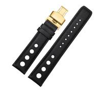 BHMIRUI Compatible con Tissot Sports Racing Series PRS516 T91 1853 Pulsera de cuero genuino for correa de reloj Chopin Correa de reloj de piel de vaca de capa superior 20 mm(Black black gold)
