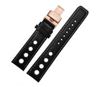 BHMIRUI Compatible con Tissot Sports Racing Series PRS516 T91 1853 Pulsera de cuero genuino for correa de reloj Chopin Correa de reloj de piel de vaca de capa superior 20 mm(Black white r-gold)