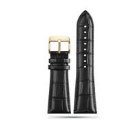 BHMIRUI Correa de piel de vaca de gran tamaño 22 mm 23 mm 24 mm 26 mm 28 mm Pulsera de repuesto for hombre Correa de reloj con hebilla plegable de acero compatible con Armani Diesel(Black gold buckle,