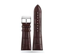 BHMIRUI Correa de piel de vaca de gran tamaño 22 mm 23 mm 24 mm 26 mm 28 mm Pulsera de repuesto for hombre Correa de reloj con hebilla plegable de acero compatible con Armani Diesel(Brown silver buckl