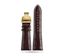 BHMIRUI Correa de piel de vaca de gran tamaño 22 mm 23 mm 24 mm 26 mm 28 mm Pulsera de repuesto for hombre Correa de reloj con hebilla plegable de acero compatible con Armani Diesel(Brown white G,26mm