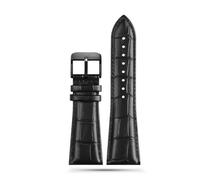 BHMIRUI Correa de piel de vaca de gran tamaño 22 mm 23 mm 24 mm 26 mm 28 mm Pulsera de repuesto for hombre Correa de reloj con hebilla plegable de acero compatible con Armani Diesel(Black black buckle