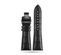 BHMIRUI Correa de piel de vaca de gran tamaño 22 mm 23 mm 24 mm 26 mm 28 mm Pulsera de repuesto for hombre Correa de reloj con hebilla plegable de acero compatible con Armani Diesel(Black black,26mm)