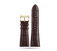 BHMIRUI Correa de piel de vaca de gran tamaño 22 mm 23 mm 24 mm 26 mm 28 mm Pulsera de repuesto for hombre Correa de reloj con hebilla plegable de acero compatible con Armani Diesel(Brown gold buckle,