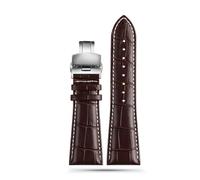 BHMIRUI Correa de piel de vaca de gran tamaño 22 mm 23 mm 24 mm 26 mm 28 mm Pulsera de repuesto for hombre Correa de reloj con hebilla plegable de acero compatible con Armani Diesel(Brown white S,26mm