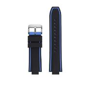 BHMIRUI Correa de reloj de goma de silicona compatible con ORIS AQUIS 7730 7740 Pulsera impermeable Correa de buceo Interfaz convexa 24 * 11 mm 24 * 12 mm con herramientas(Black blue steel,24mm-11mm)