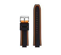 BHMIRUI Correa de reloj de goma de silicona compatible con ORIS AQUIS 7730 7740 Pulsera impermeable Correa de buceo Interfaz convexa 24 * 11 mm 24 * 12 mm con herramientas(Black orange steel,24mm-12mm