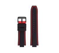 BHMIRUI Correa de reloj de goma de silicona compatible con ORIS AQUIS 7730 7740 Pulsera impermeable Correa de buceo Interfaz convexa 24 * 11 mm 24 * 12 mm con herramientas(Black red black,24mm-12mm)