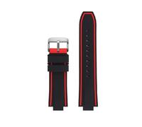 BHMIRUI Correa de reloj de goma de silicona compatible con ORIS AQUIS 7730 7740 Pulsera impermeable Correa de buceo Interfaz convexa 24 * 11 mm 24 * 12 mm con herramientas(Black red steel,24mm-11mm)