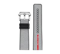 BHMIRUI Correa de reloj de lona con suela de goma, 24 mm, compatible con Panerai Luna Rossa Series PAM01579 PAM01507/1565/1543/1466/1405/1381, correa de nailon(Grey Silver)